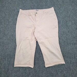 D Jeans Capri Pants Womens 22W Pink Cropped Denim Straight Leg Plus Size Stretch